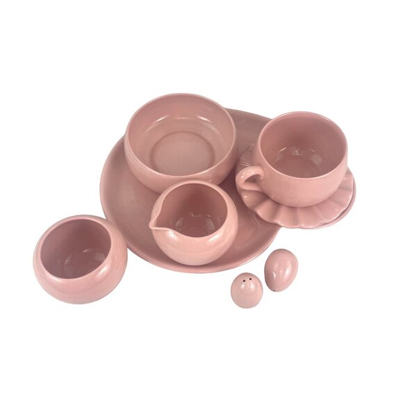 De Anza Porcelain California Pink Breakfas Set With Saucer Creamer Sugar Bowl an - Picture 3 of 15